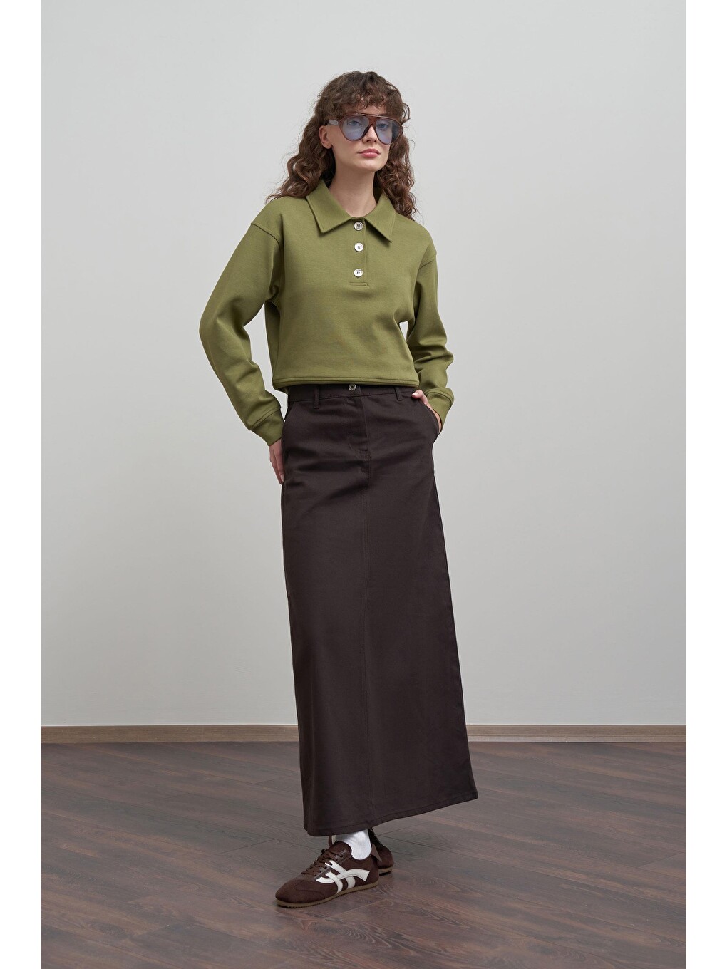 Kahverengi Acı Kahve-gabardin Çan Etek-1