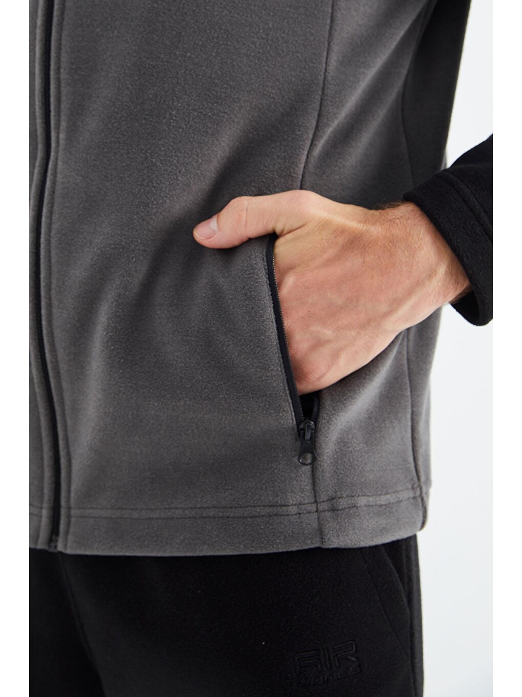 Connell Koyu Gri Rahat Kalıp Polar Erkek Fermuarlı Sweatshirt Hırka - 88313-1