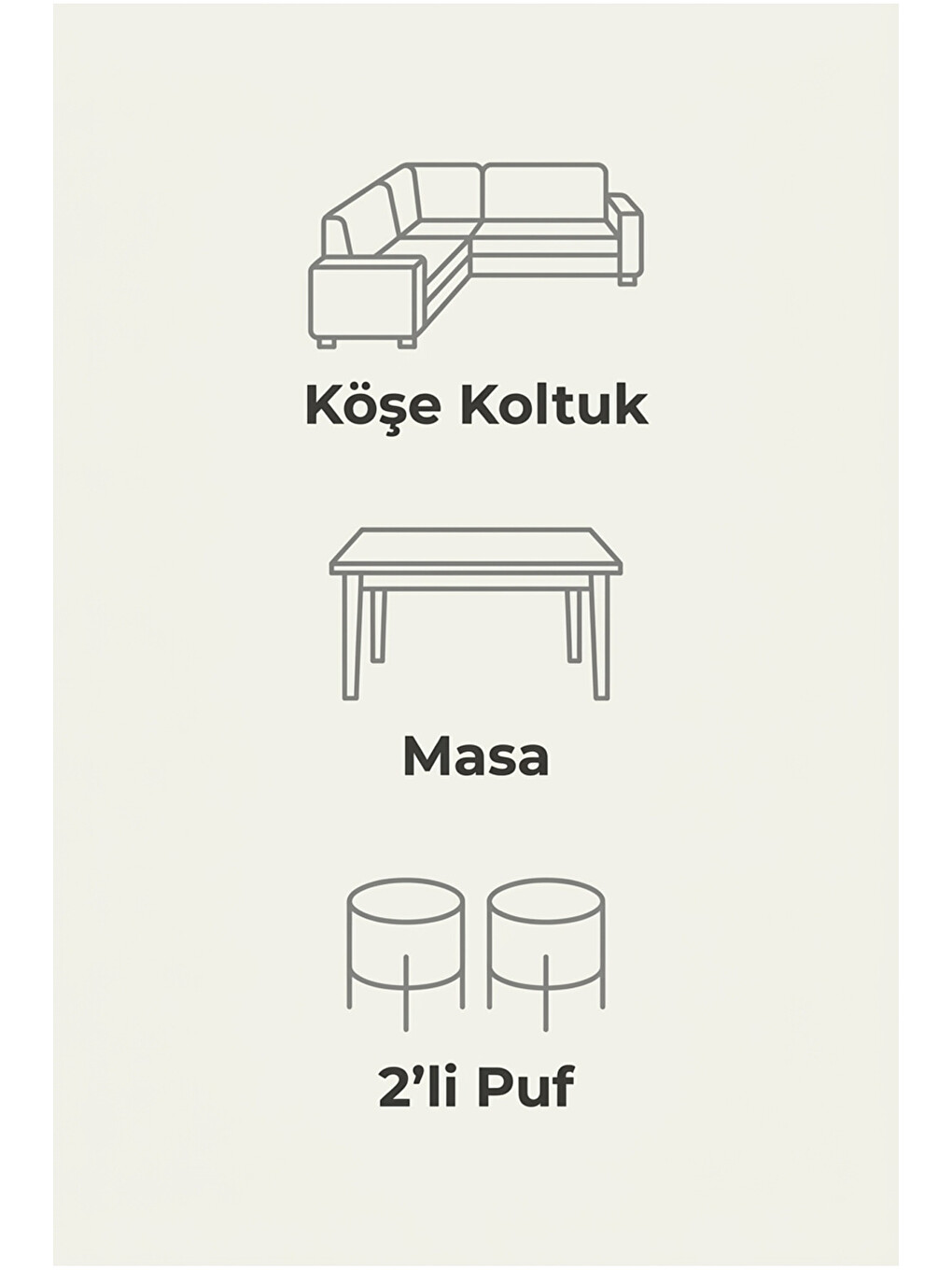 Laguna Köşe Takımı | Masa Ve Puflu Bahçe Balkon Köşe Koltuk, Keten, Gri Antrasit-3
