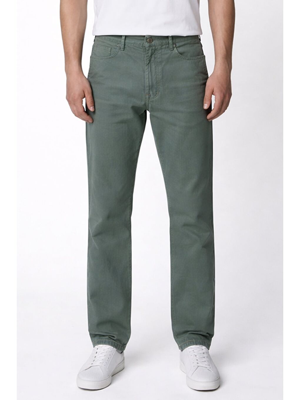 Giotelli Erkek Haki Dar Kesim Slim Fit Dokuma Beş Cep Normal Bel Pantolon