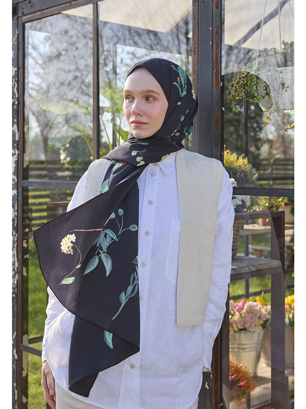 Hazel Desen Şal Siyah