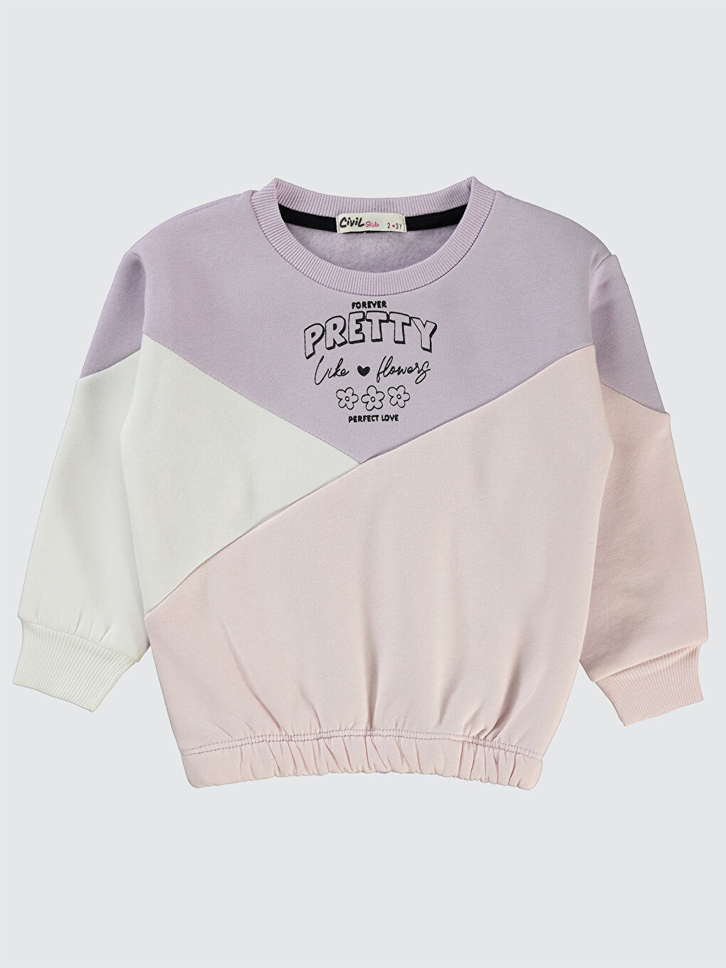 Civil Mor Girls Kız Çocuk Sweatshirt 2-5 Yaş Nazik Lavanta