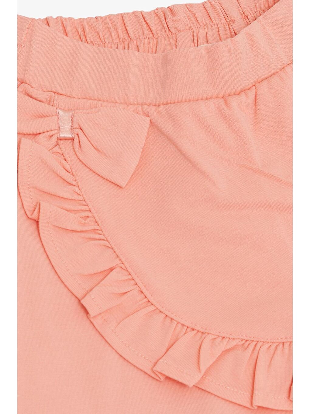 Pembe Kız Çocuk Şort Etek Fırfırlı Fiyonklu Somon (3-5 Yaş)-2