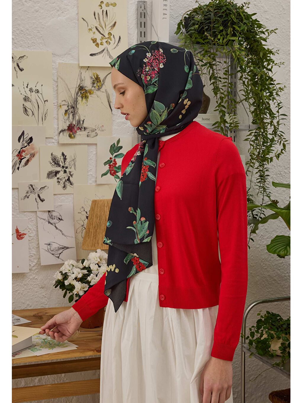 Hazel Desen Şal Siyah-3