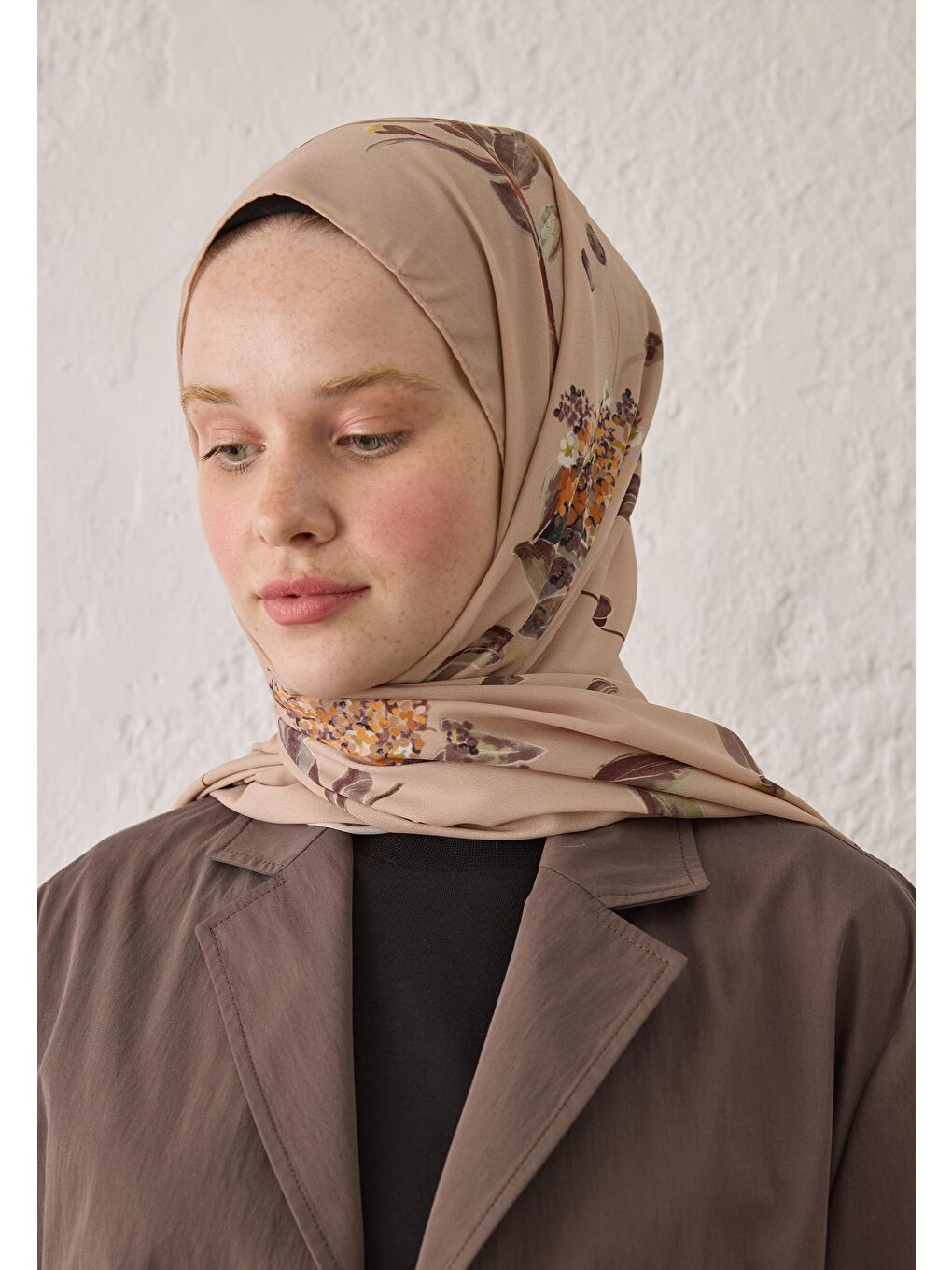 Pembe Hazel Desen Şal Somon-2