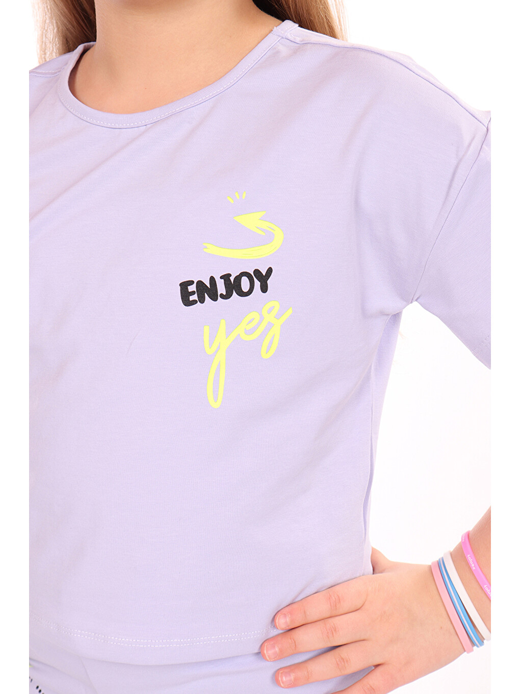 Lila Kız Çocuk Enjoy Yes Baskılı Eşofman Takım-2
