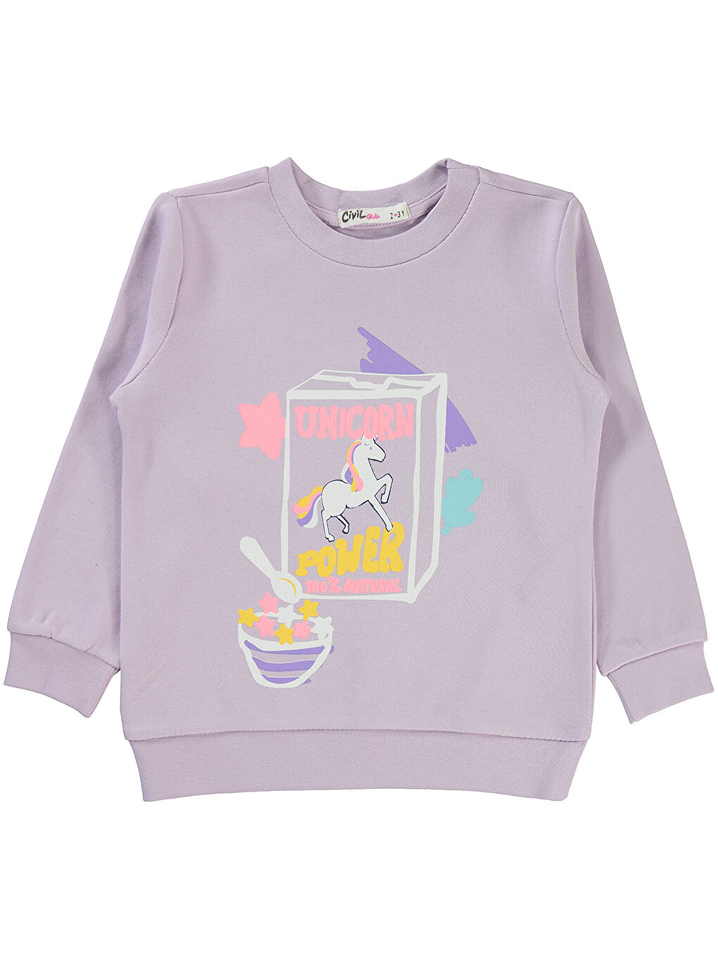 Civil Mor Girls Kız Çocuk Sweatshirt 2-5 Yaş Nazik Lavanta