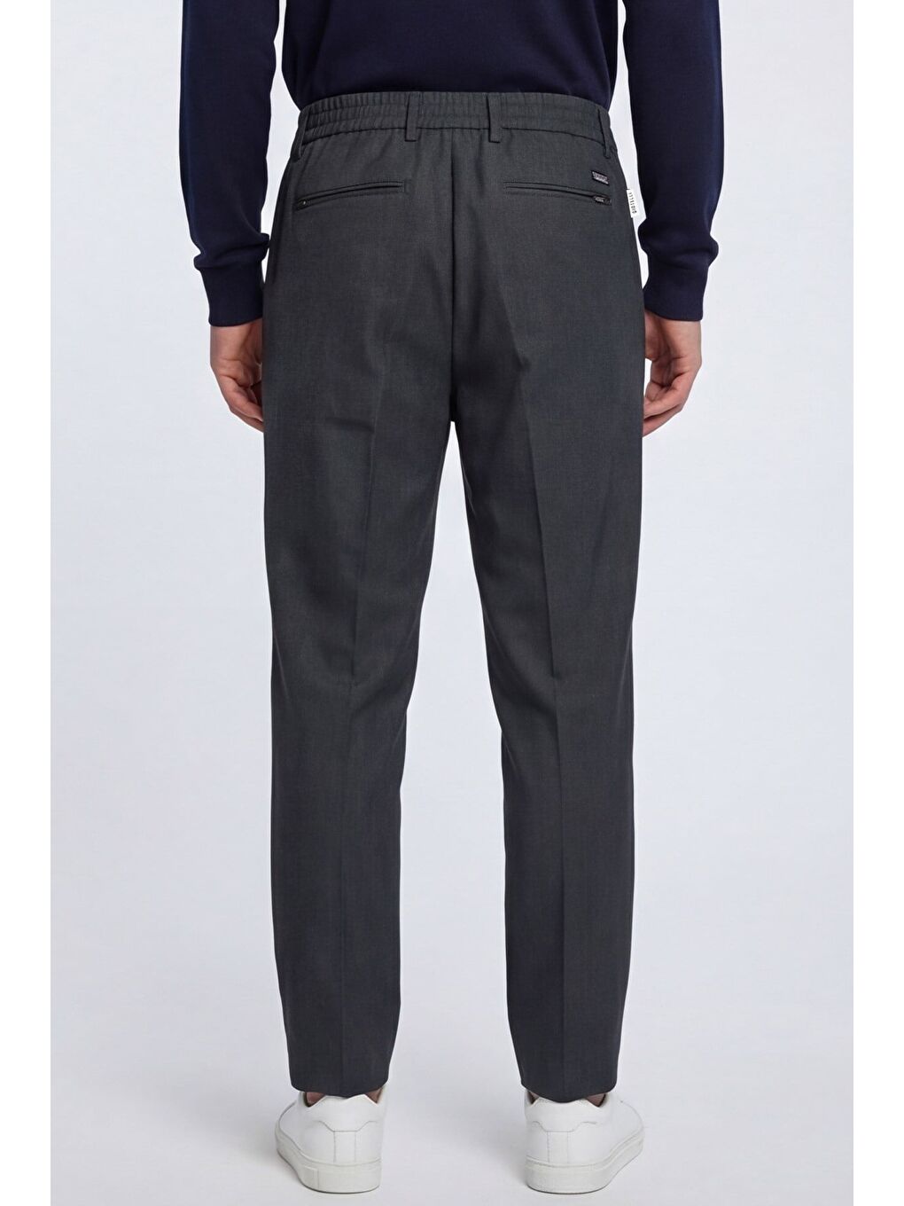 Gri Giotelli Erkek Füme Dar Kesim Slim Fit Viskon Kemerli Dokuma Kemerli Bel 6 Drop Pantolon-3