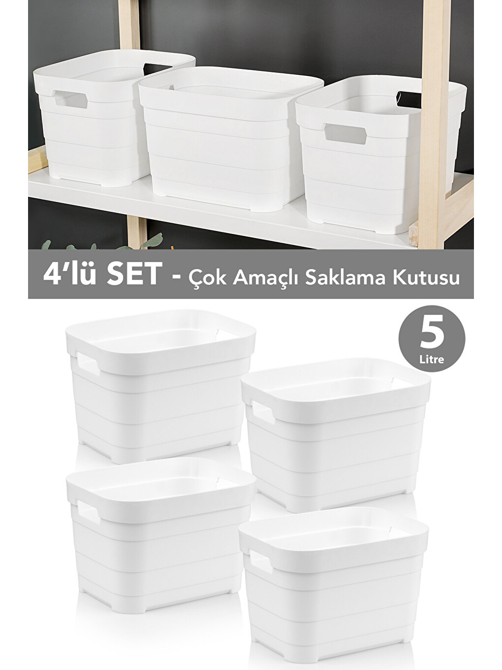 Beyaz 4 Adet Dekoratif Piramit Saklama Kutusu