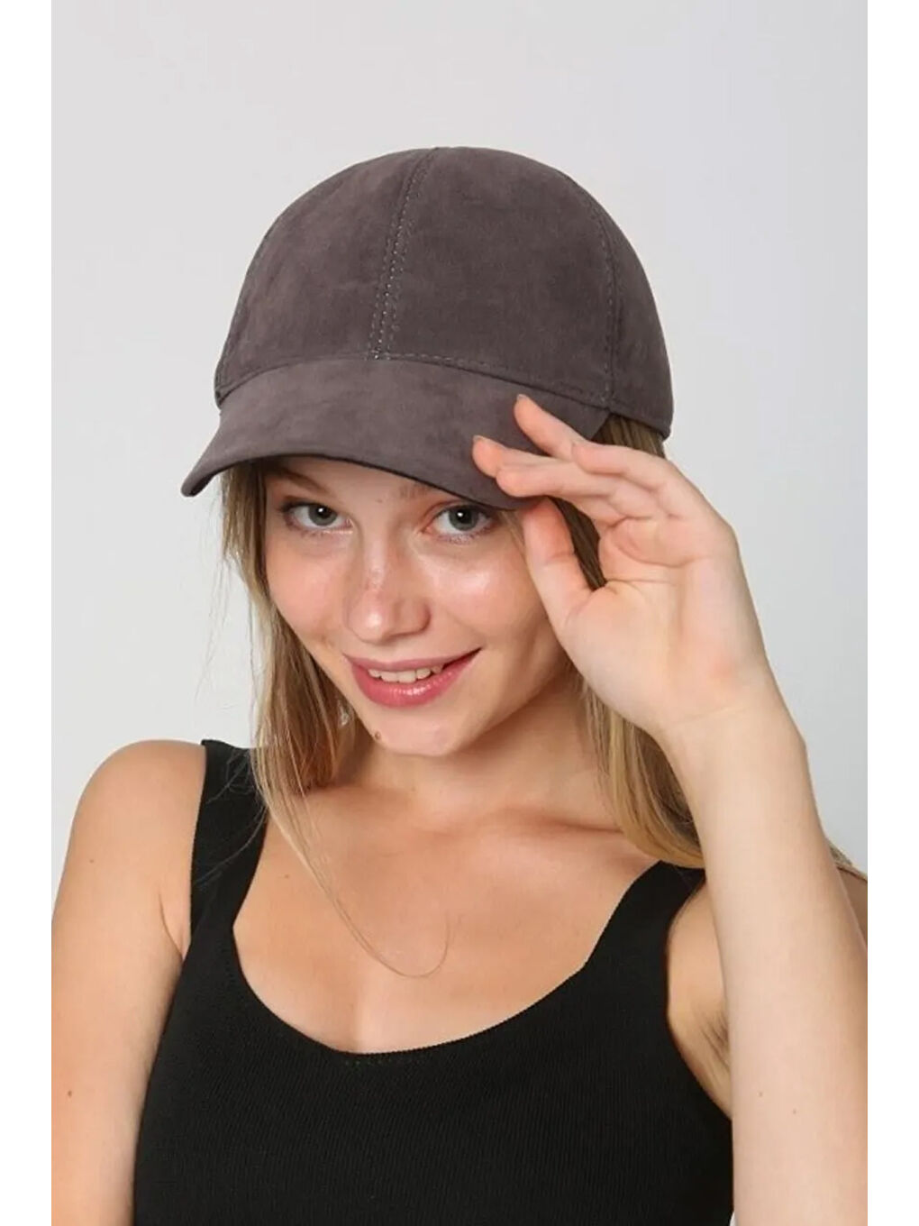 Kadın Süet Kep Şapka RKŞ-12 Antrasit