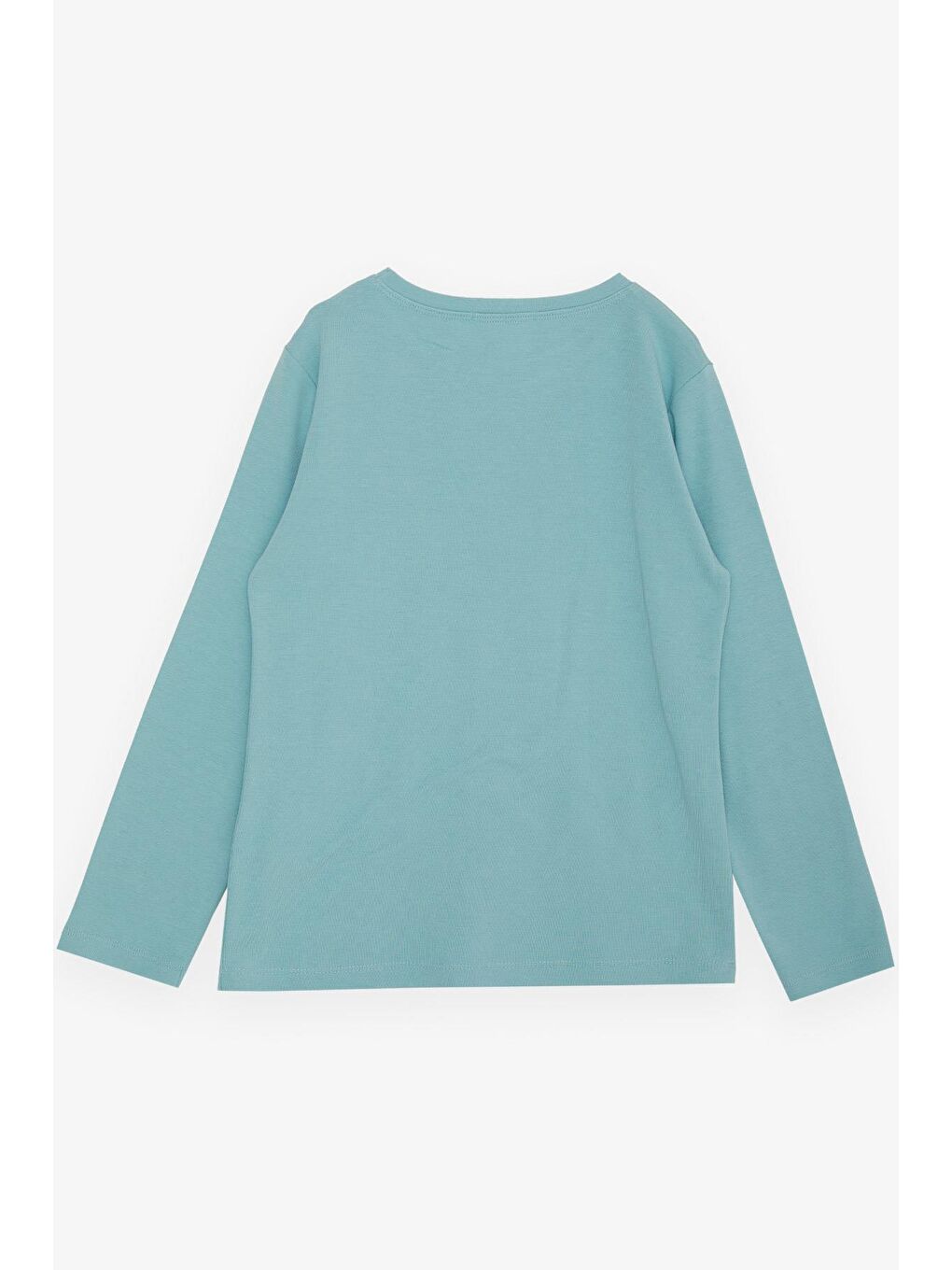 Turkuaz Kız Çocuk Uzun Kollu Tişört Simli Yazı Baskılı Su Yeşili (9-12 Yaş)-1