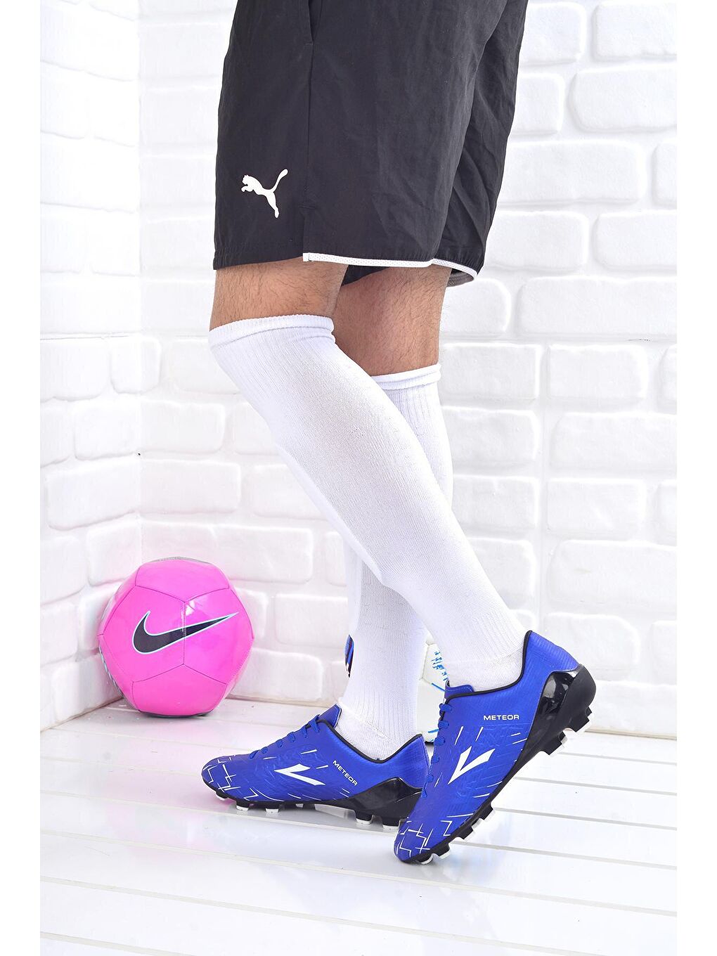 Mavi Meteor Erkek Krampon Çim Saha Futbol Ayakkabısı