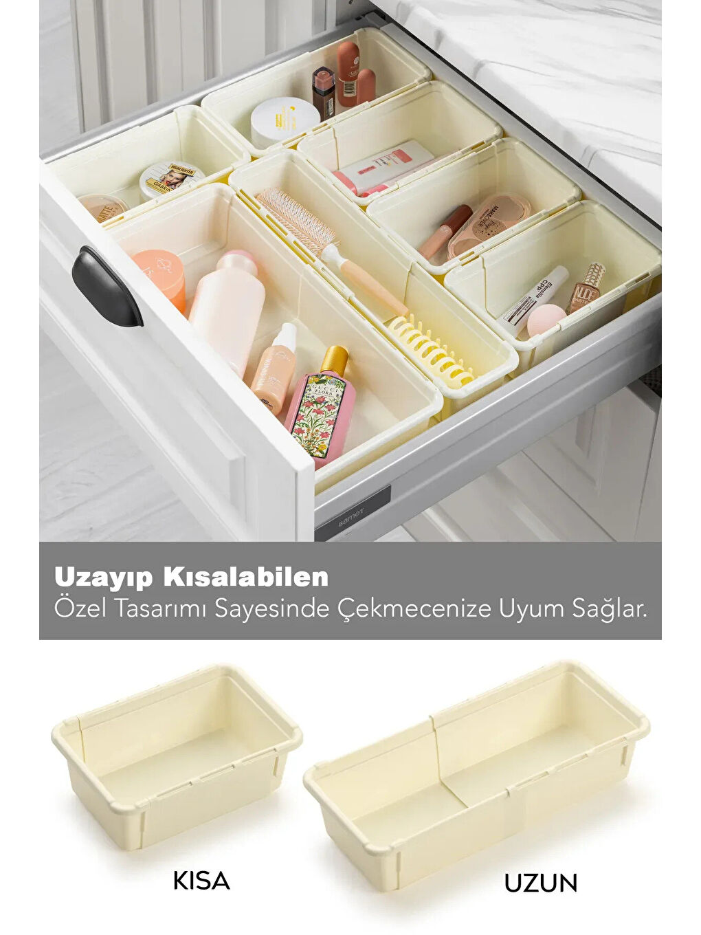 Ekru 9'lu Uzayan Dolap İçi Düzenleyici-2
