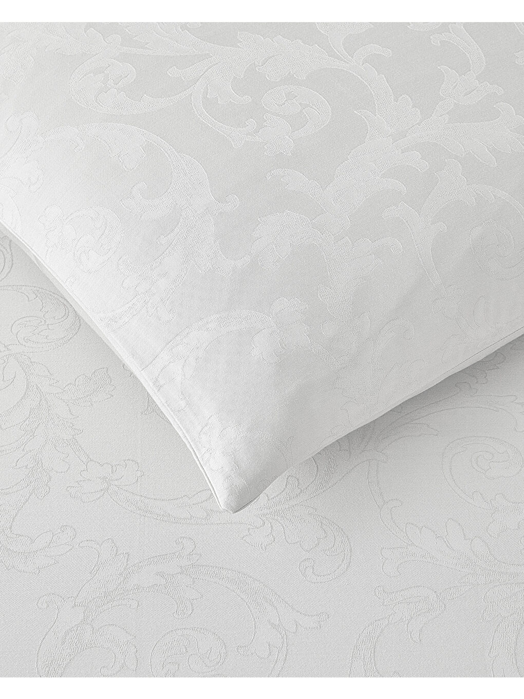 Royal Scroll Jakarlı Pamuk Saten Çift Kişilik Nevresim Takımı 200x220 cm Beyaz-3