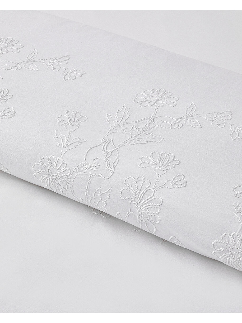 Pure Essence Nakışlı Pamuk King Size Nevresim Takımı 240x220 cm Beyaz-2