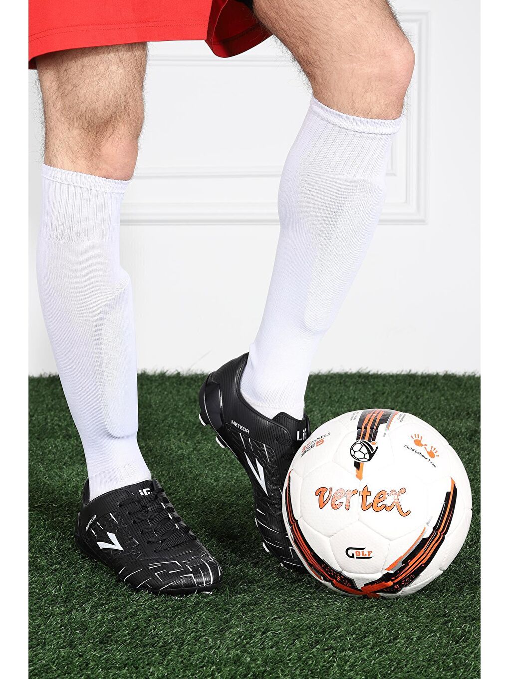 Siyah Meteor Erkek Krampon Çim Saha Futbol Ayakkabısı-2