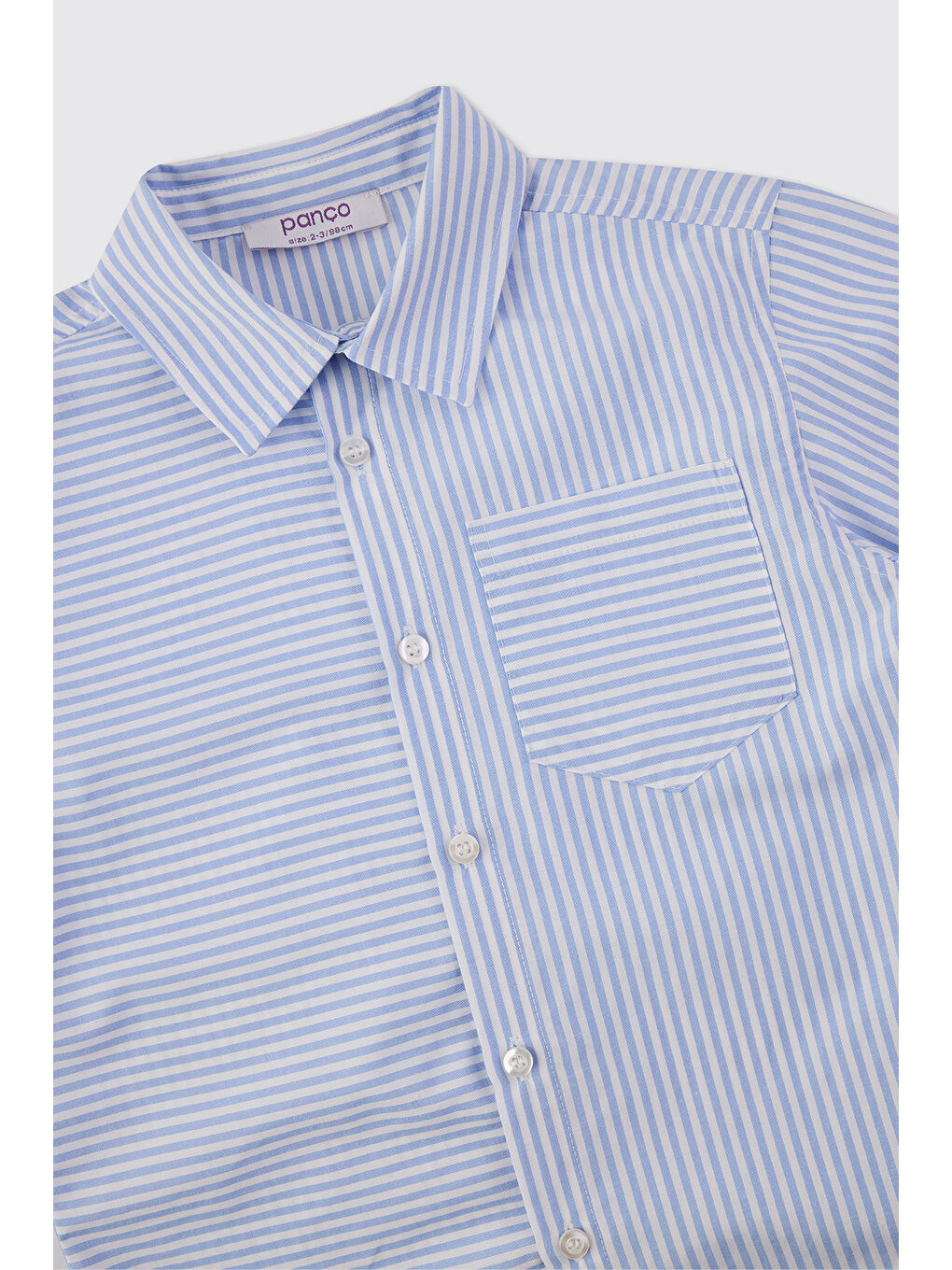 Erkek Bebek Çizgili Mavi Gömlek-2