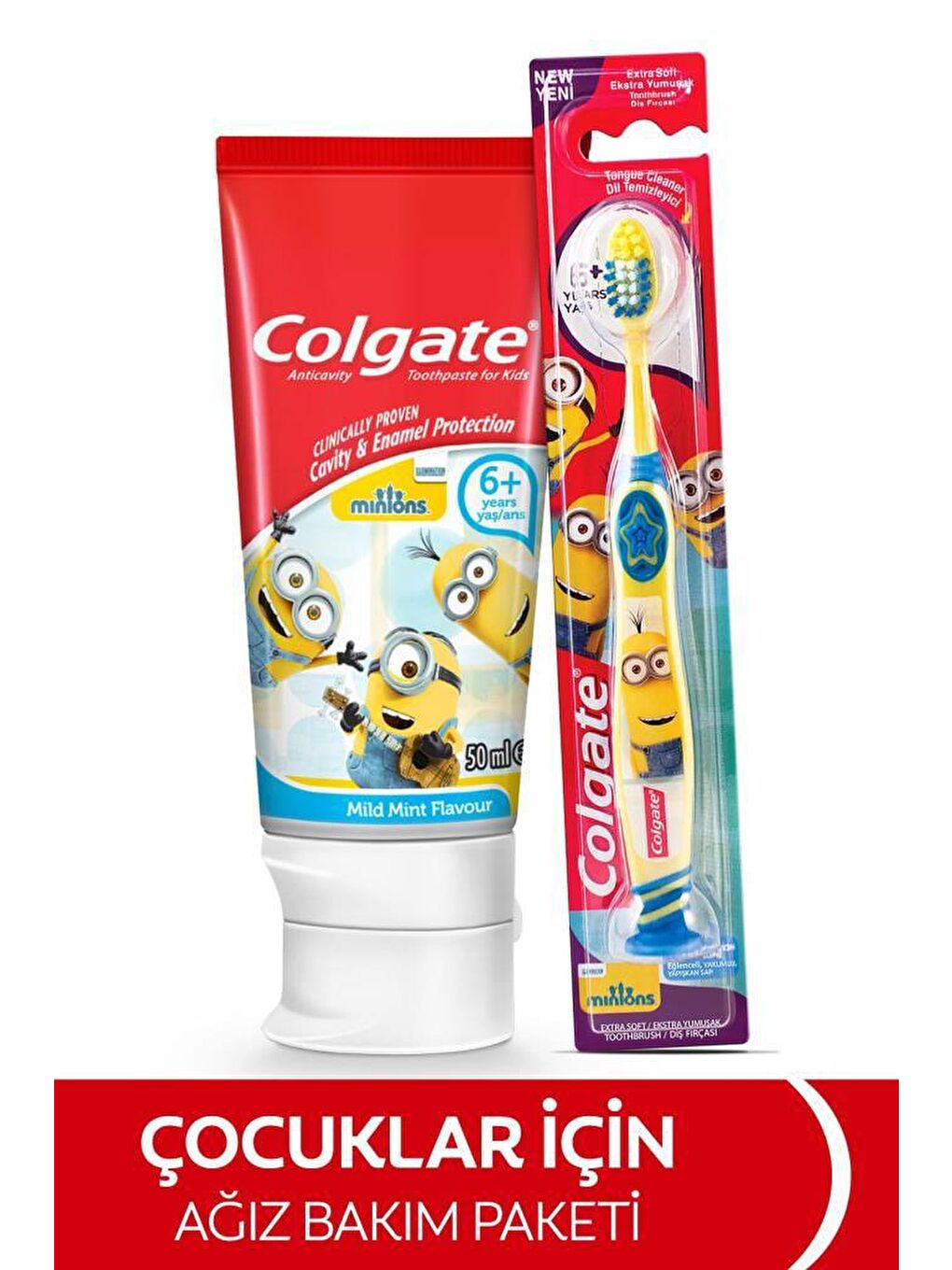 Colgate Karışık Minions Çocuk Diş Macunu 50 ml + Diş Fırçası 6+ Yaş