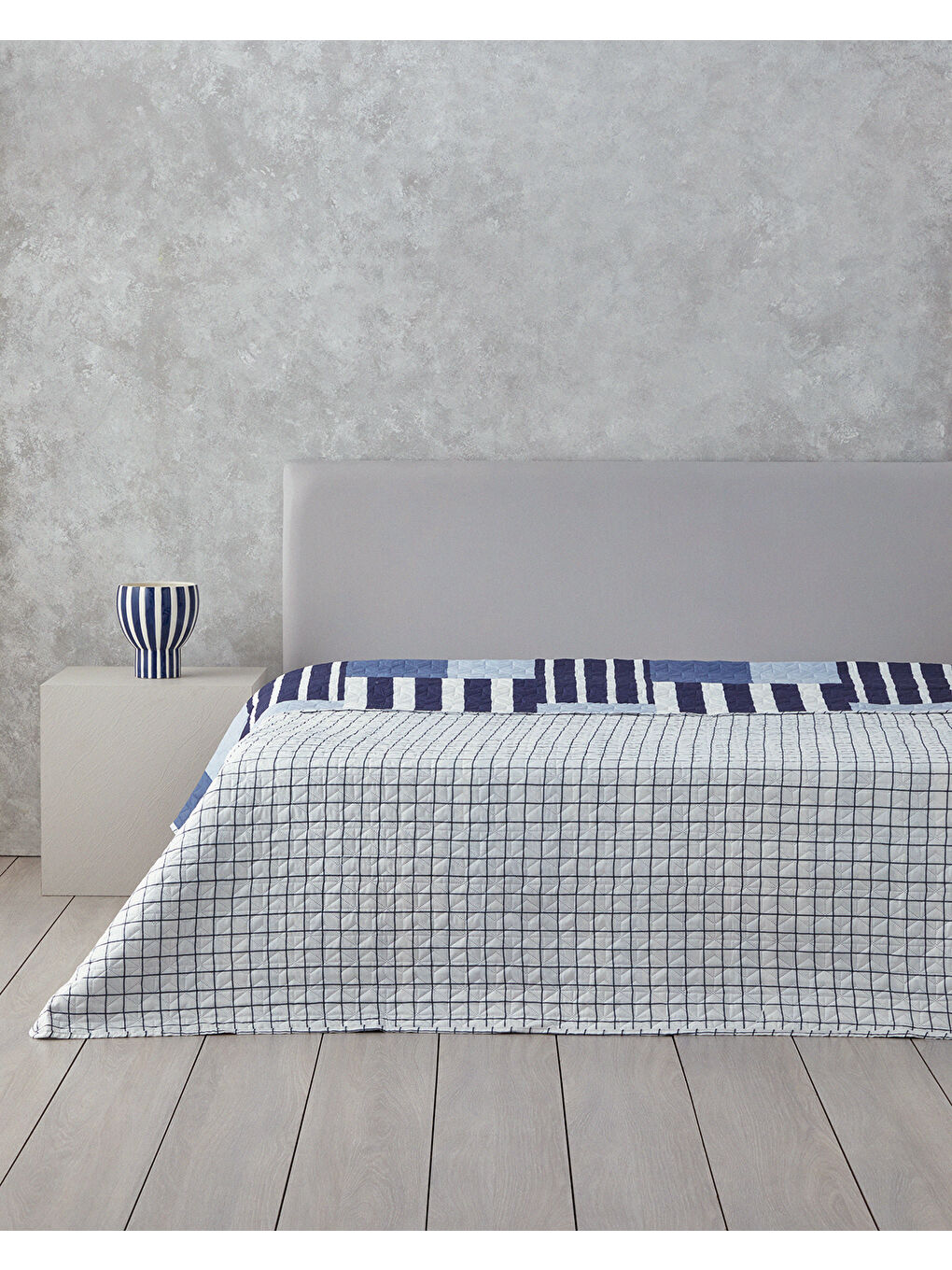 Patch Line King Size Çok Amaçlı Örtü Lacivert-1