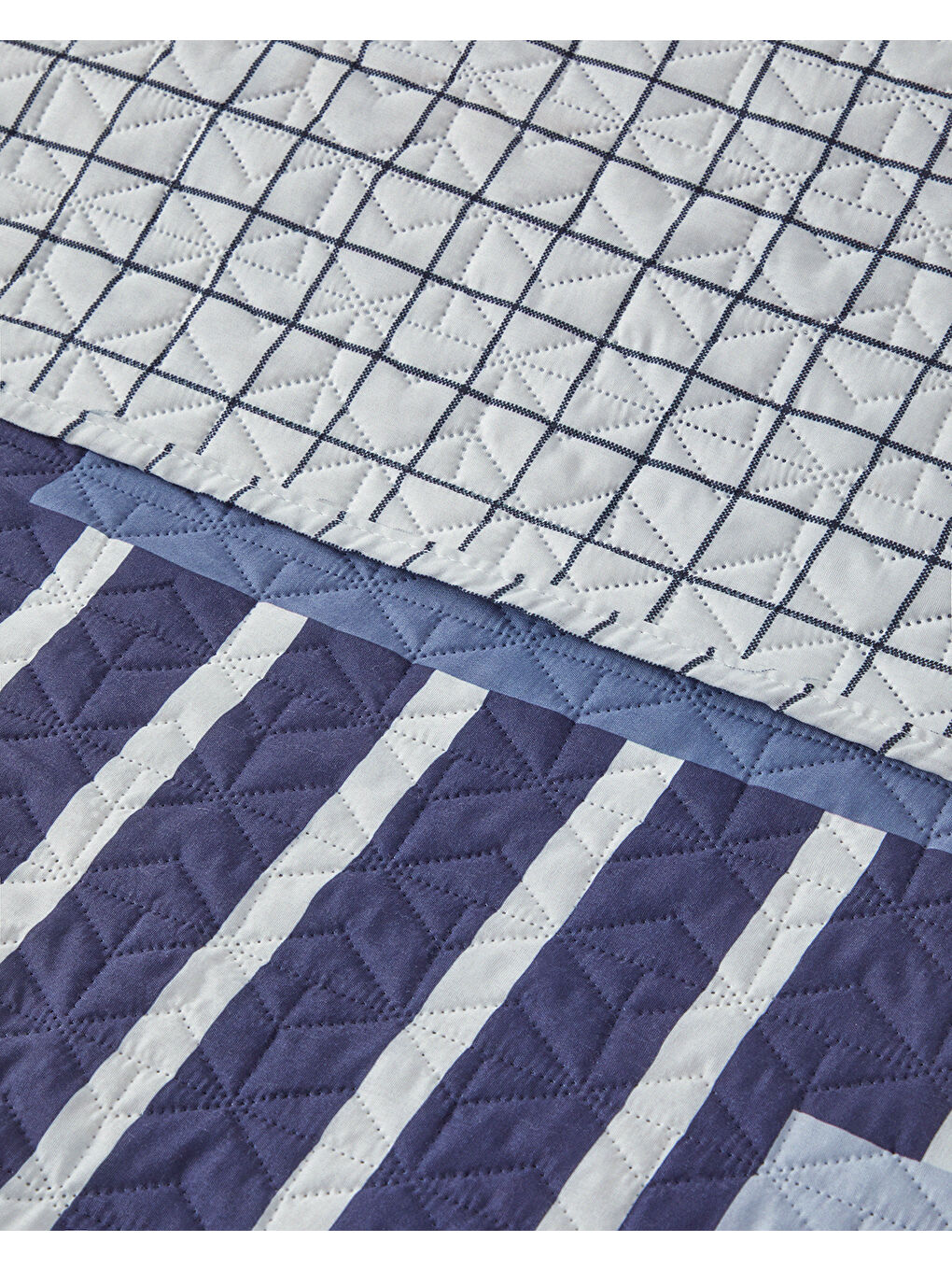 Patch Line Çift Taraflı Tek Kişilik Çok Amaçlı Örtü Lacivert-2