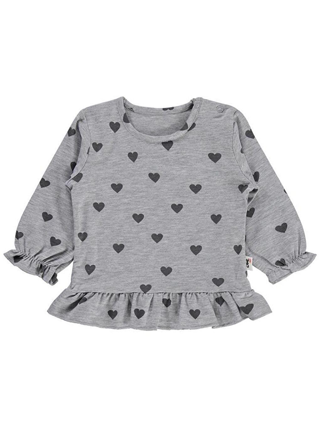 Baby Kalp Baskılı 6-18 Ay Takım - Gri 12-18 Ay-1