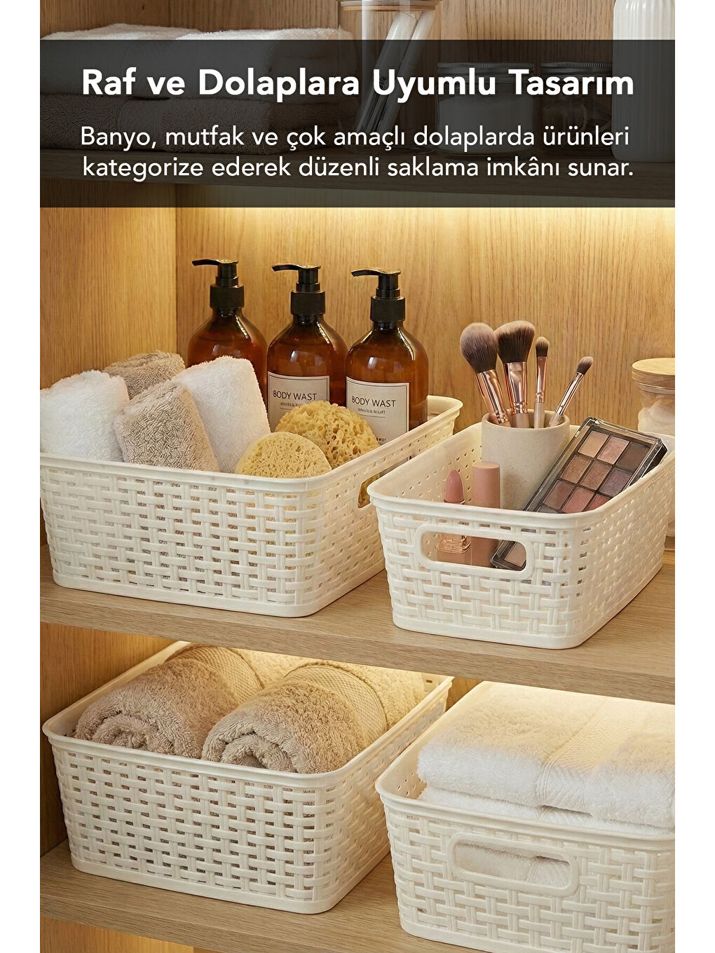 Beyaz 7'li Çok Amaçlı Organizer Sepet Seti-3