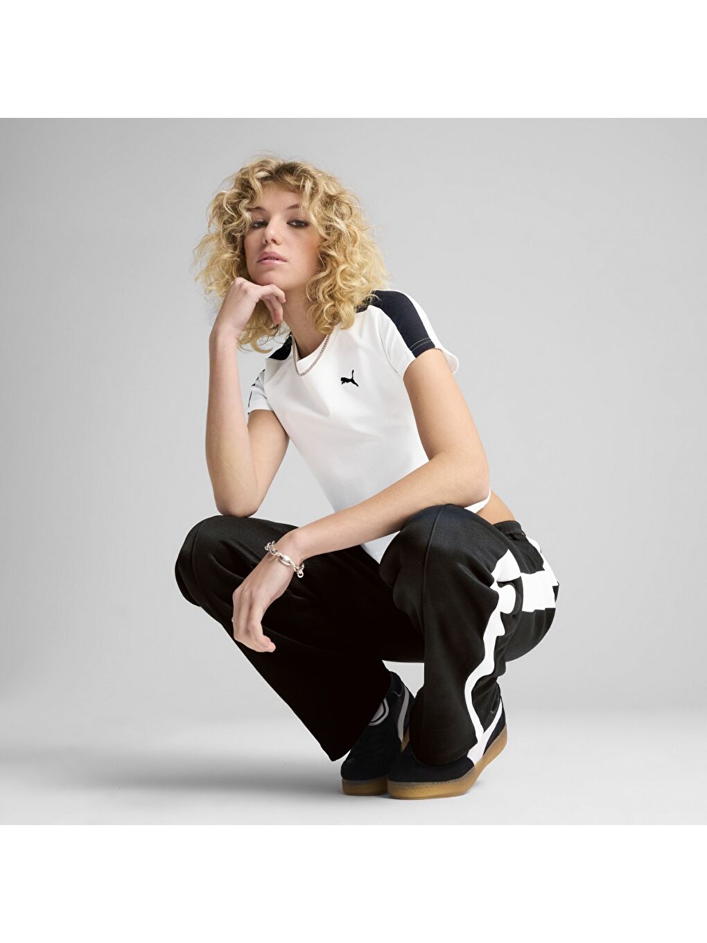 T7 Baby Kadın Beyaz Yuvarlak Yaka Tişört-1