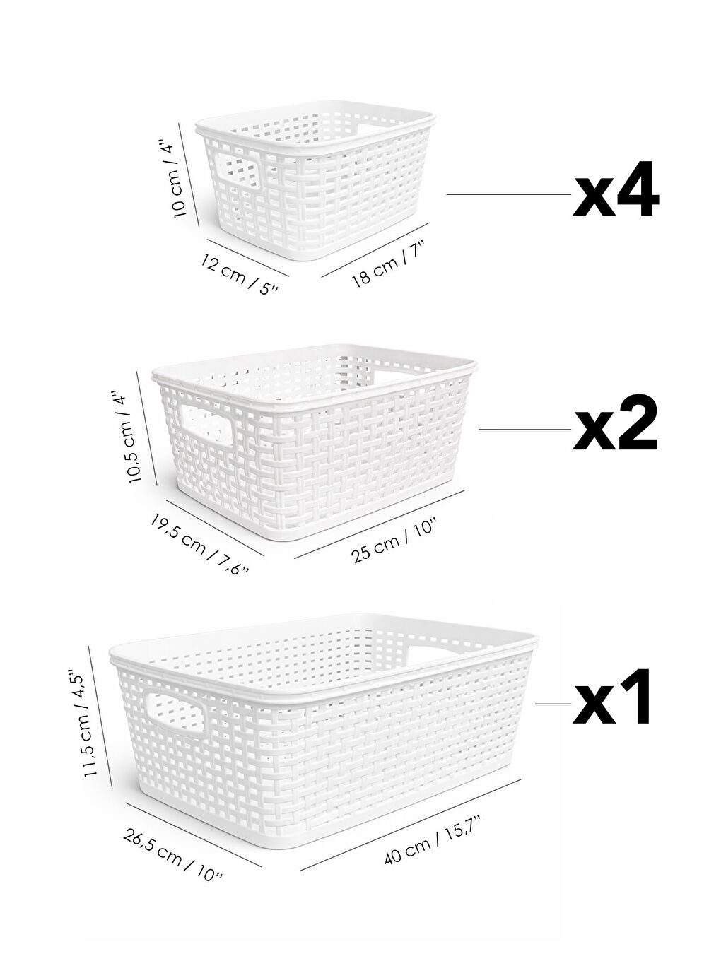 Beyaz 7'li Çok Amaçlı Organizer Sepet Seti-4