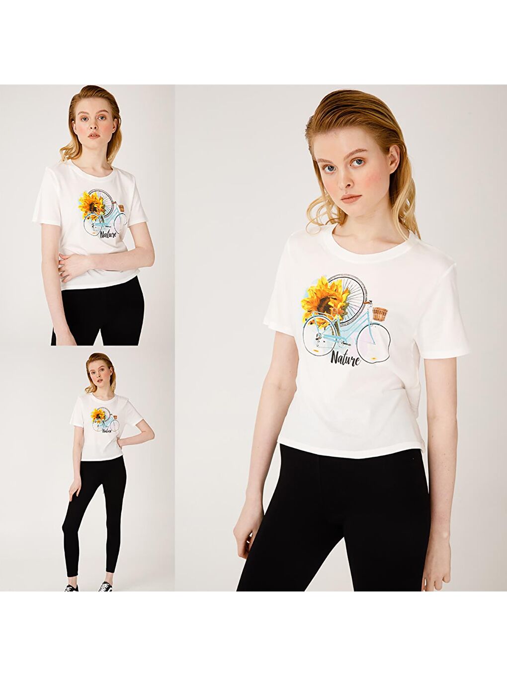 Beyaz Nature Kadın T-shirt-4