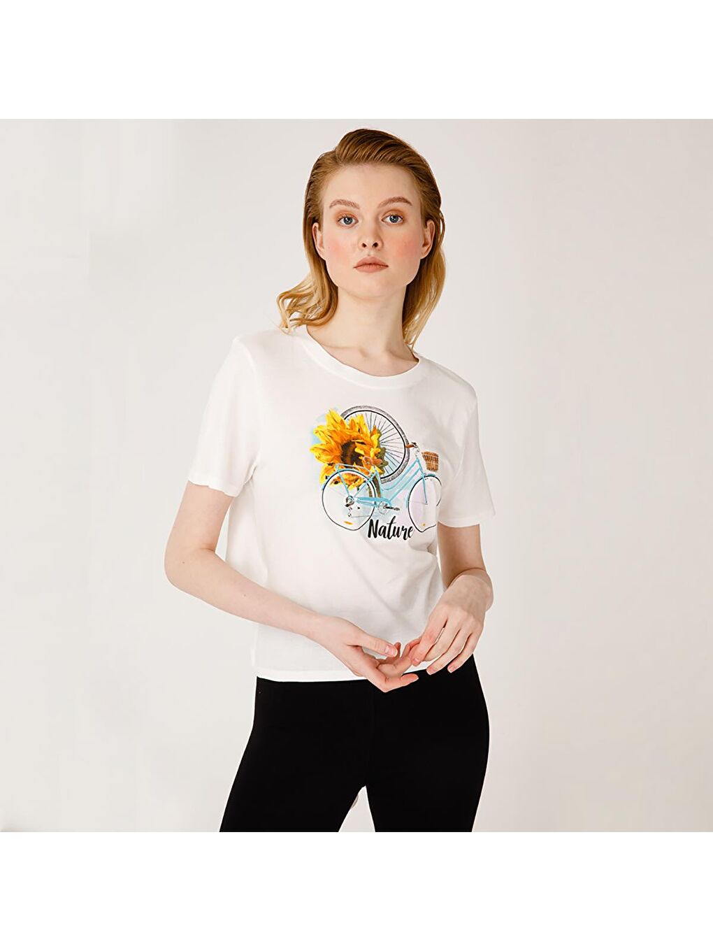 Beyaz Nature Kadın T-shirt-7