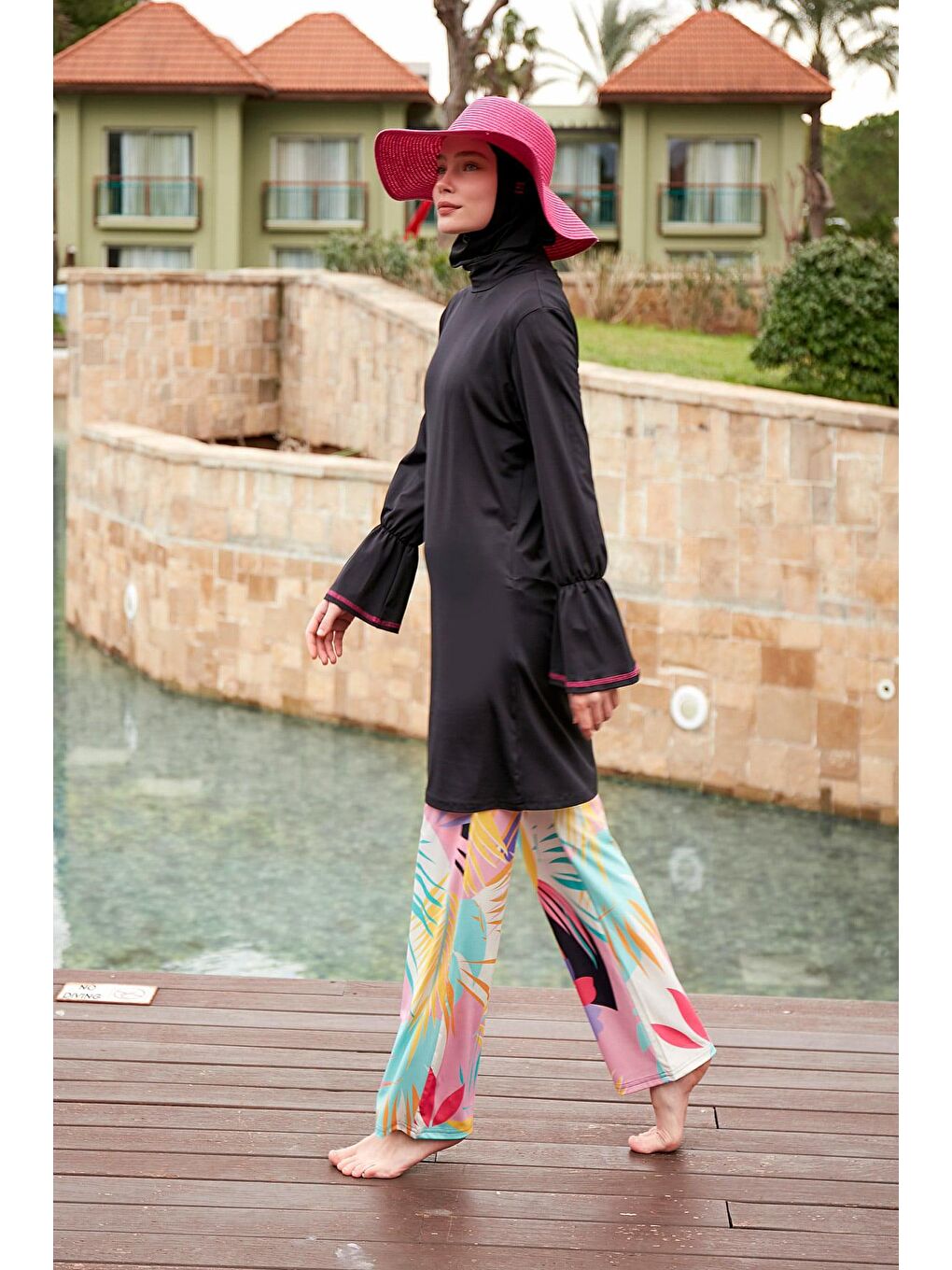 Elastanlı Siyah Tam Kapalı Tesettür Mayo M2480-2