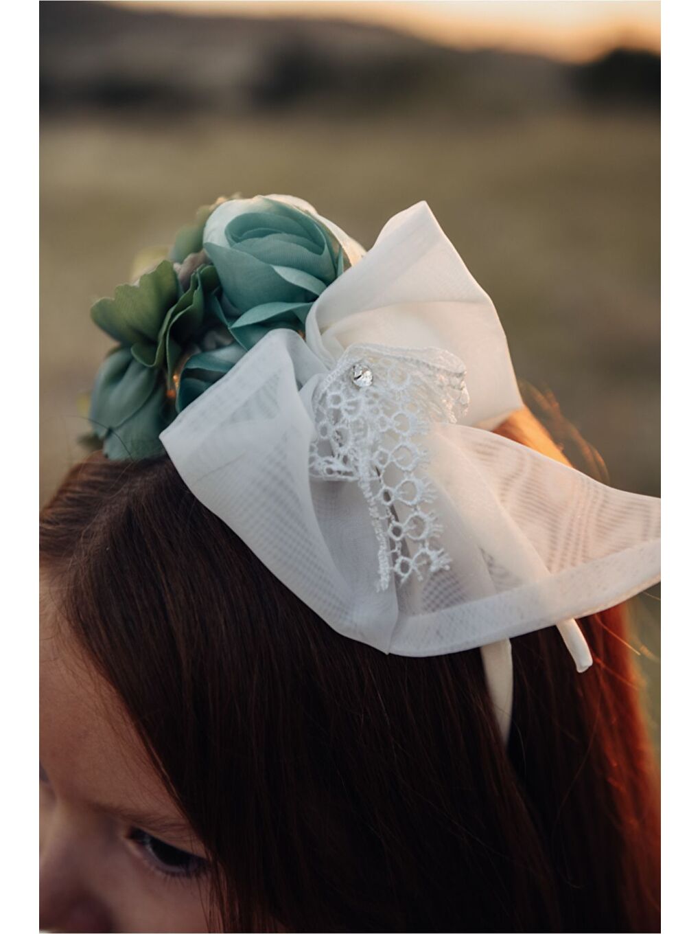 Yeşil Kız Çocuk Taç Aksesuarlı Elbisesi-6