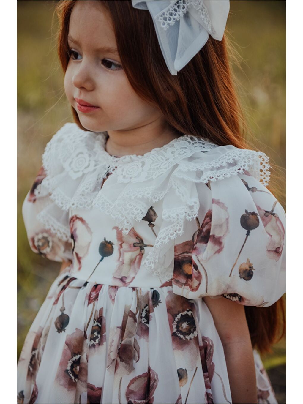 Kahverengi Kız Çocuk Elbise Taç Aksesuarlı-1