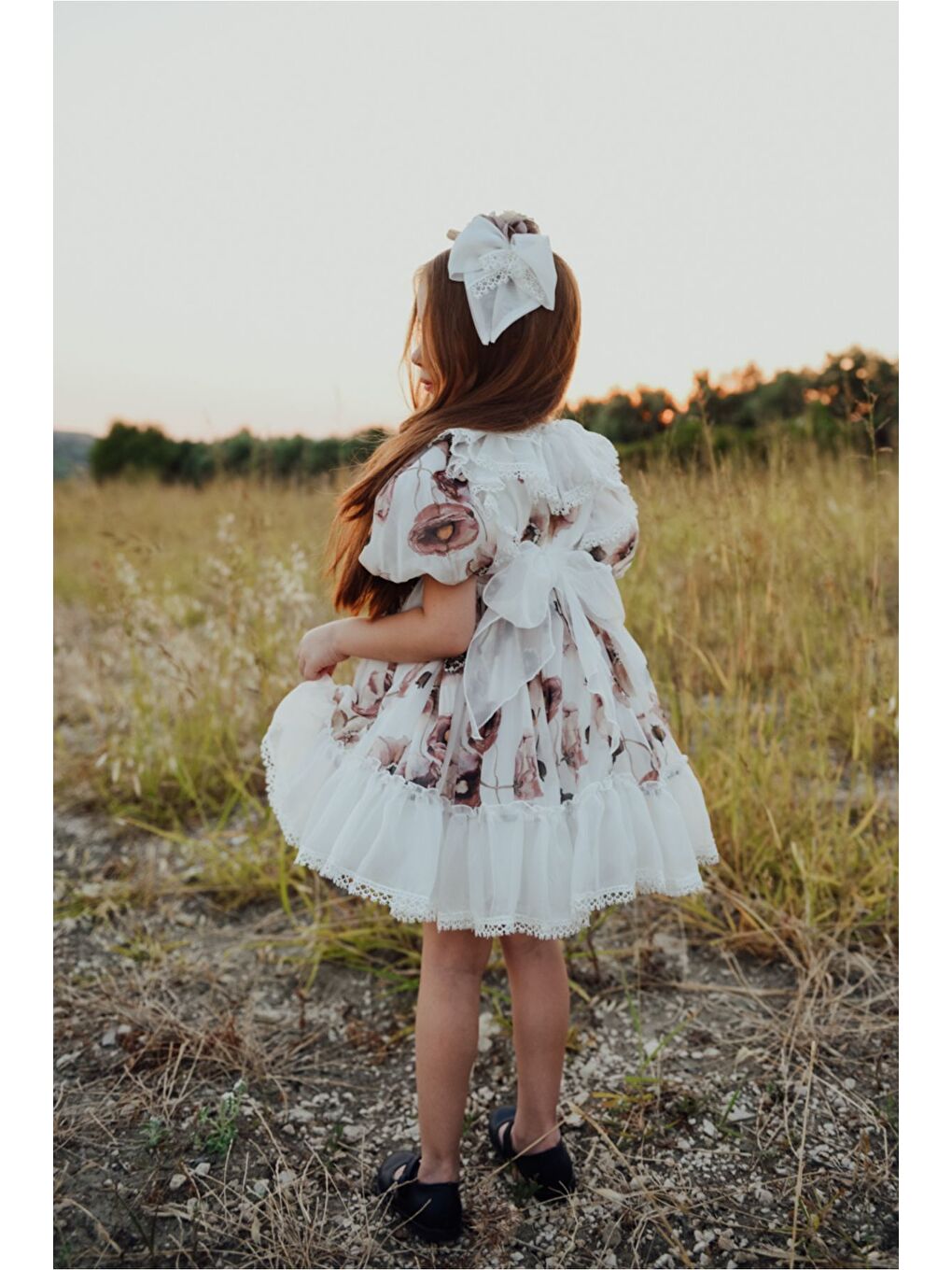 Kahverengi Kız Çocuk Elbise Taç Aksesuarlı-2