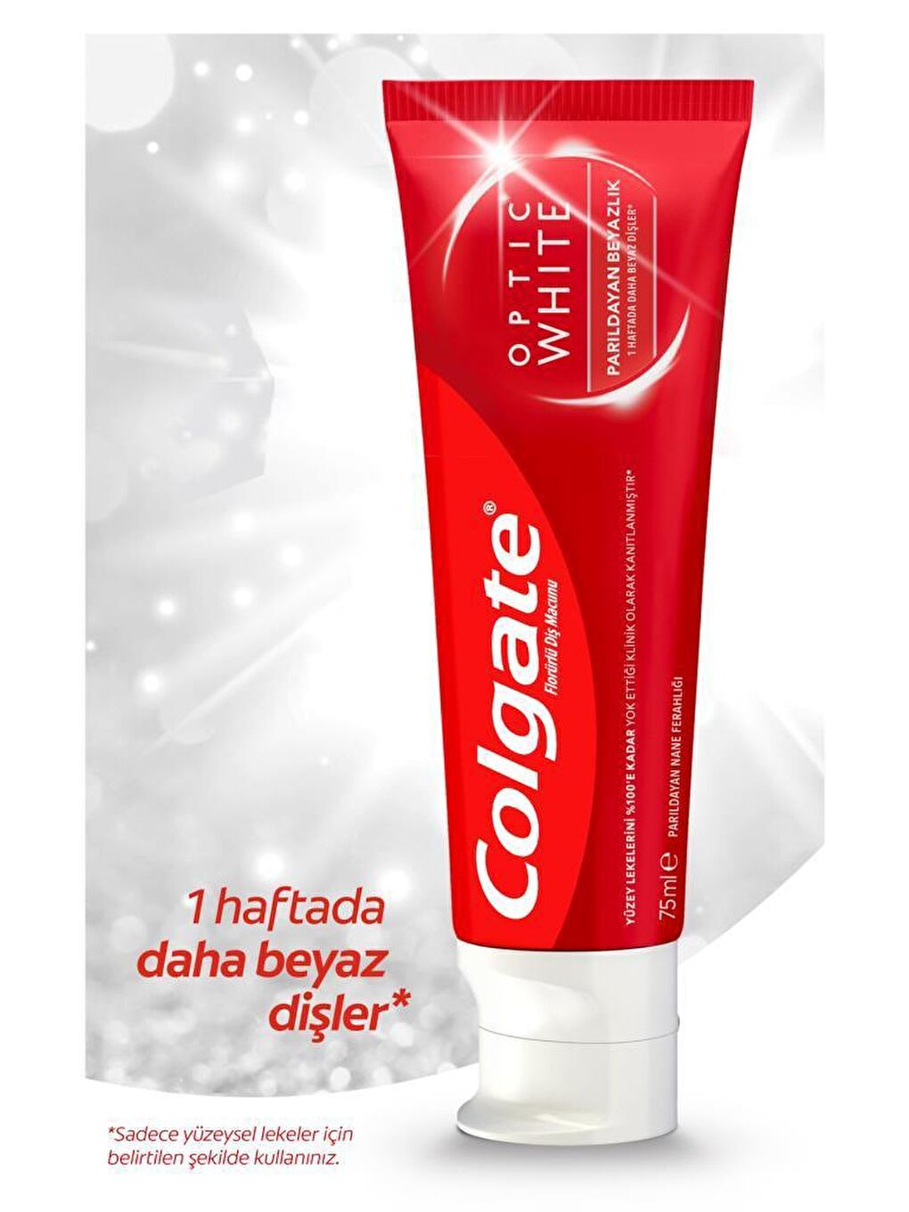 Colgate Beyaz Optic White Parıldayan Beyazlık Beyazlatıcı Diş Macunu 75 ml x 2 Adet - 1