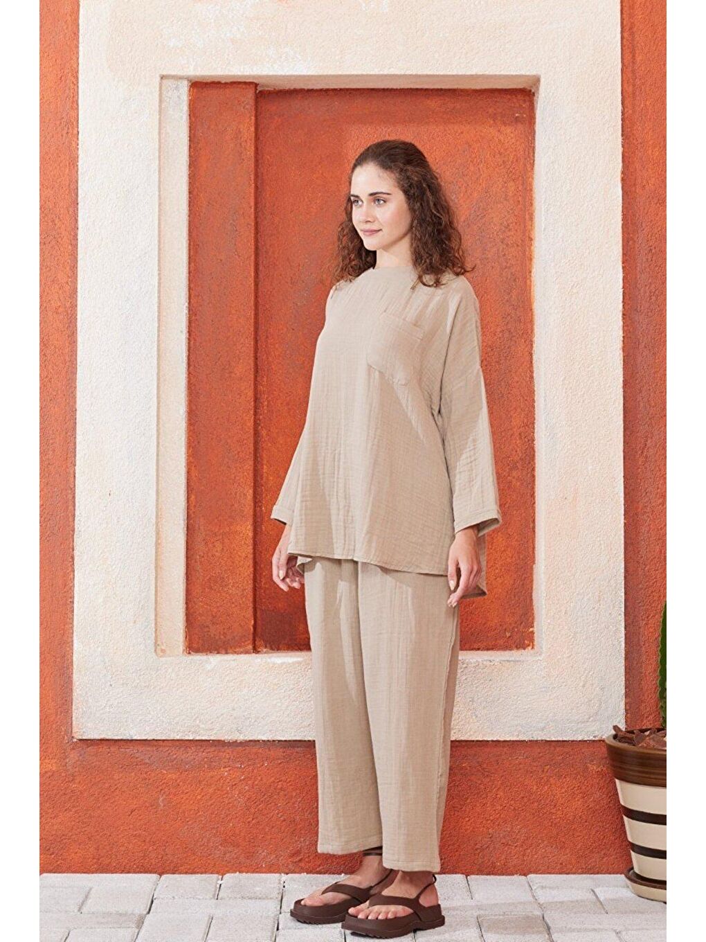 Bej Vizon Müslin Salaş Takım