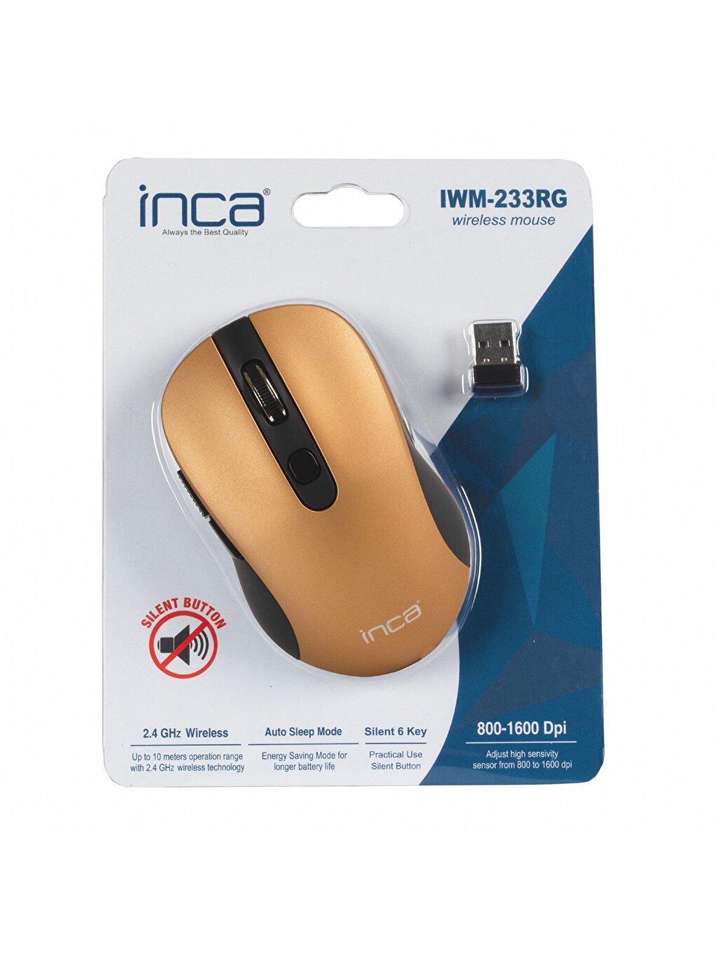 Inca Altın Sarısı 1600DPI Silent Wireless Mouse - 3