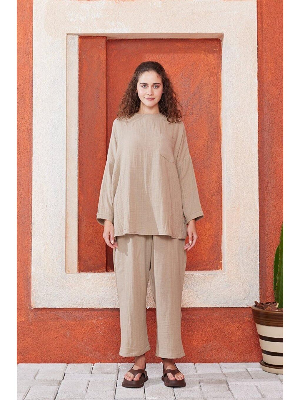 Bej Vizon Müslin Salaş Takım-1