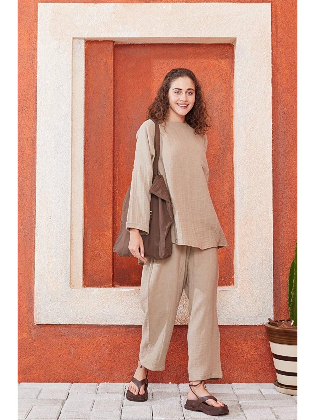 Bej Vizon Müslin Salaş Takım-2