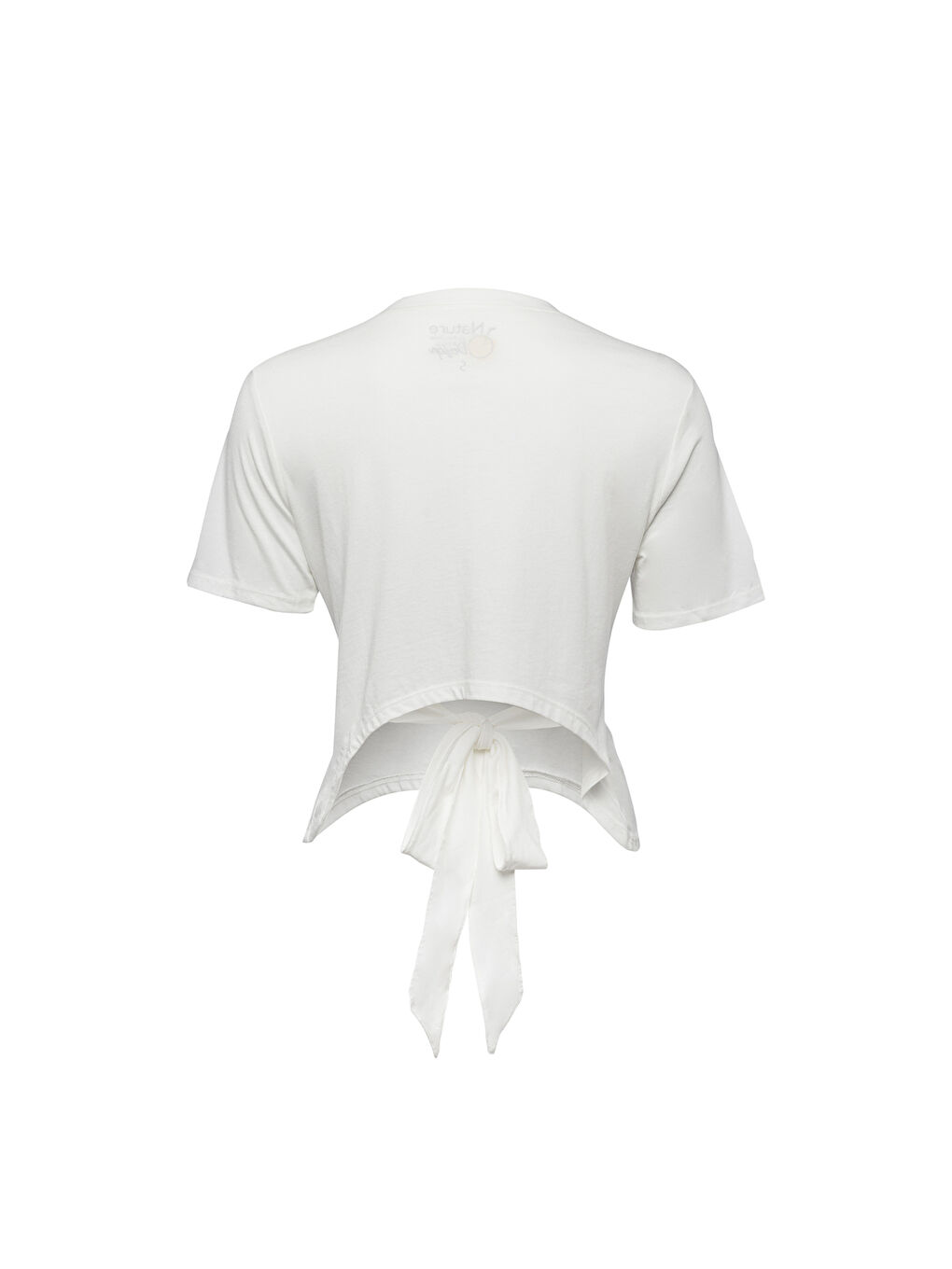 Beyaz Nature Boğazda Bisiklet Kadın T-shirt-8