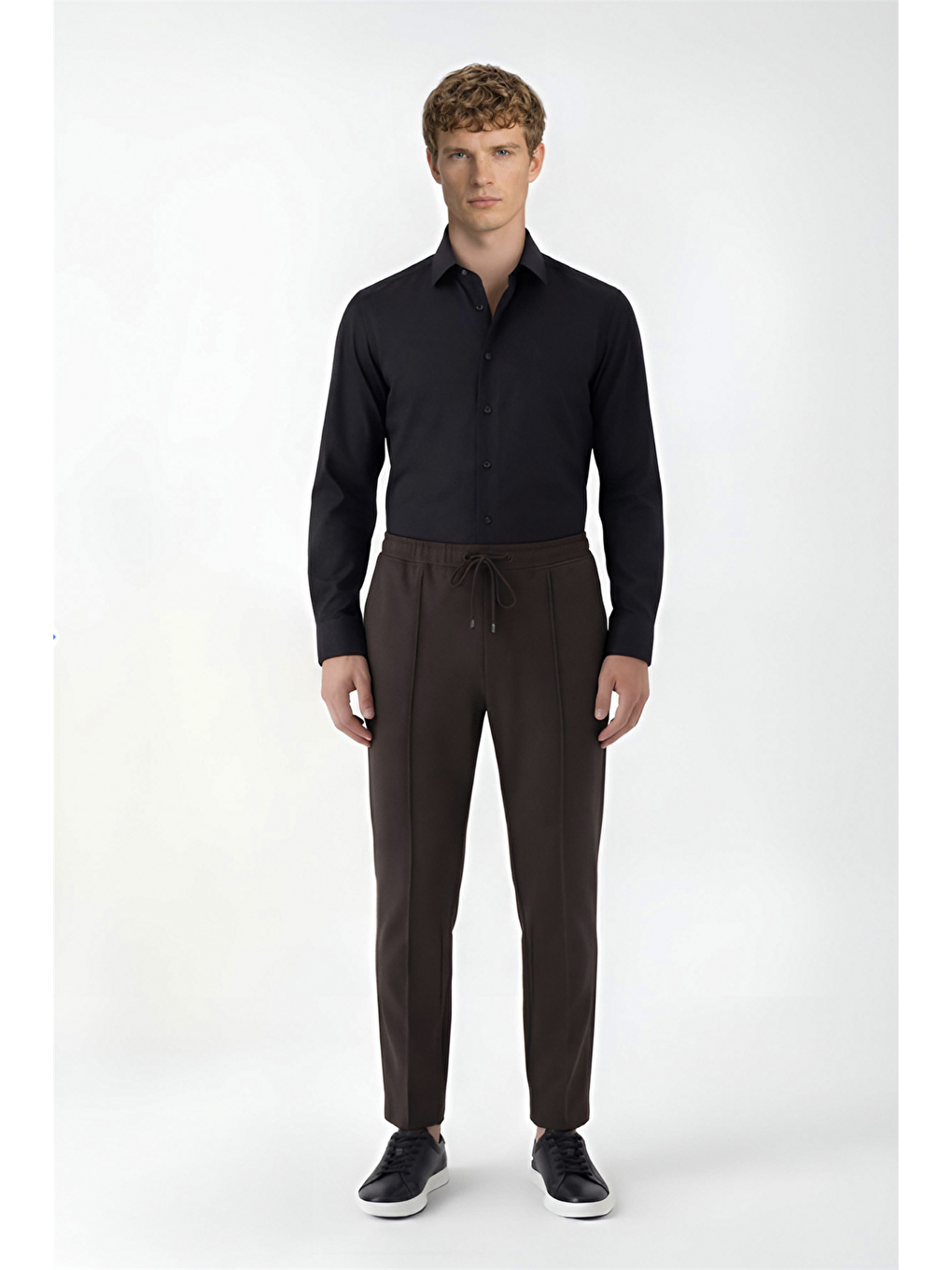 Kahverengi Giotelli Erkek Koyu Kahve Dar Kesim Slim Fit Yan Cep Bel Lastikli Jogger Pantolon-1