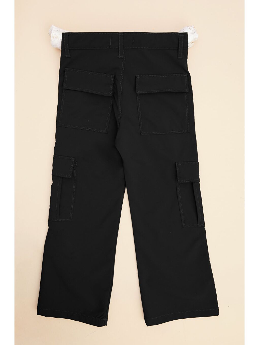 Siyah Fermuarlı Kargo Cep Kız Çocuk Pantolon-1