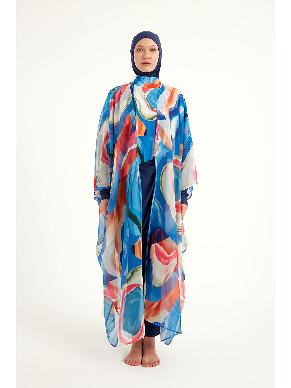 Siyah Renkli Desenli İpeksi Kimono Pareo P2508-4