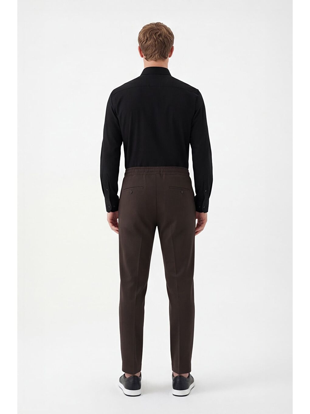 Kahverengi Giotelli Erkek Koyu Kahve Dar Kesim Slim Fit Yan Cep Bel Lastikli Jogger Pantolon-3