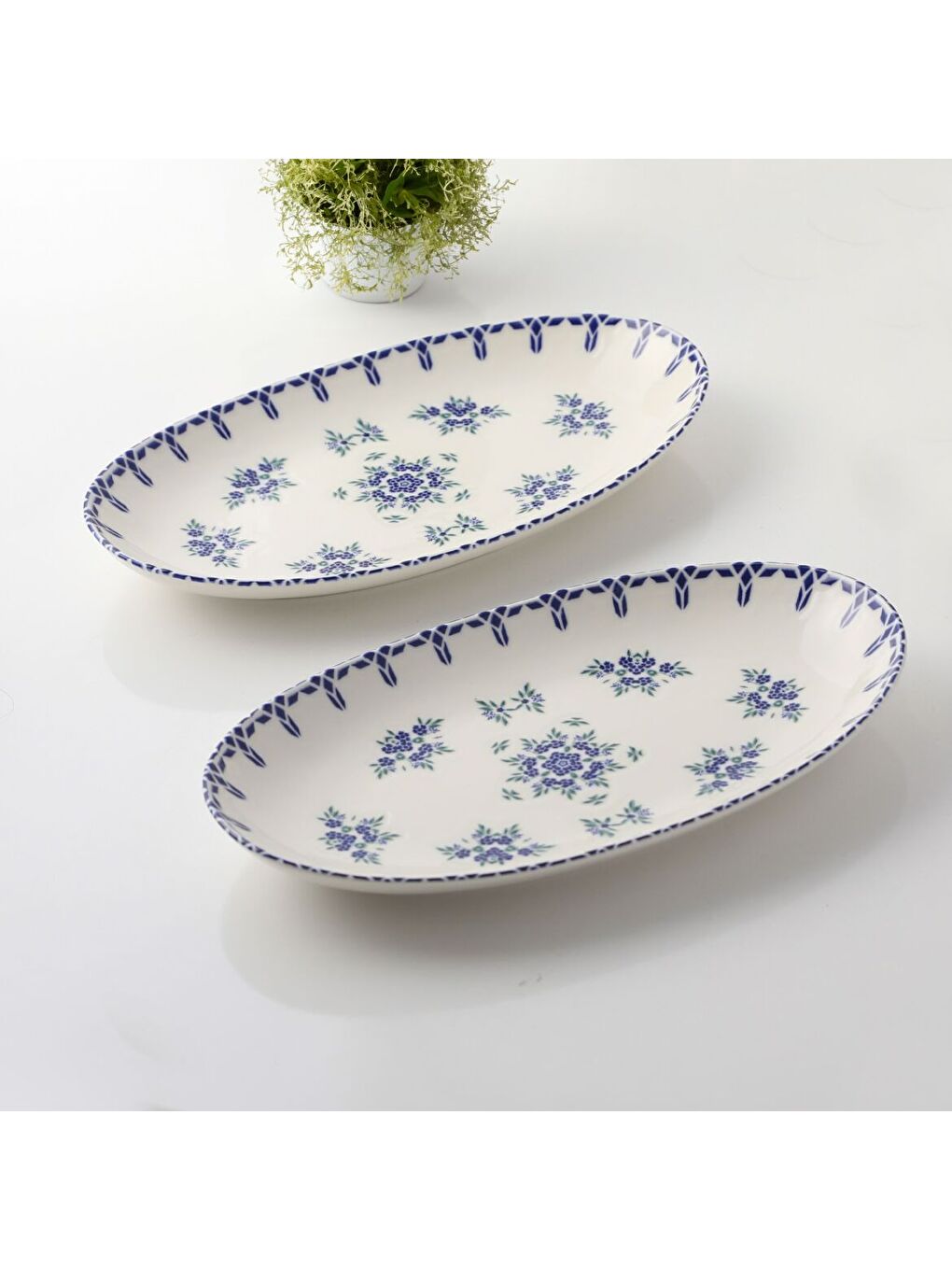 Ekru Elıps 2 Parça 25 cm Bone Kayık Tabak - 1654