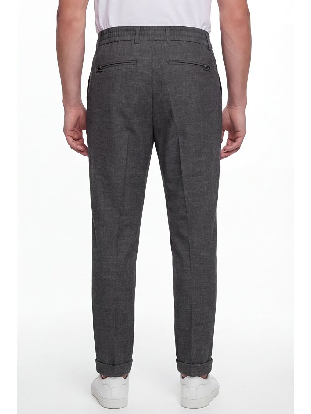 Giotelli Erkek Antrasit Dar Kesim Slim Fit Viskon Kemerli Dokuma Kemerli Bel 6 Drop Pantolon-4