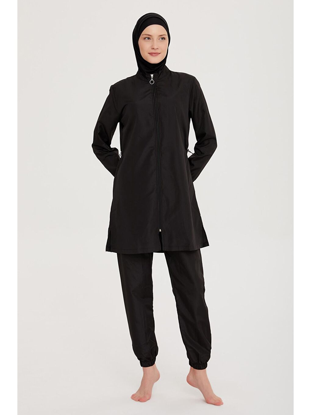 Paraşüt Su Tutmaz Tam Kapalı Tesettür Mayo R078 Nazlı Siyah-4