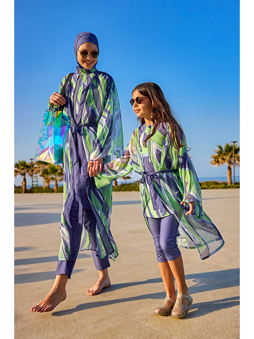 Mavi Renkli Desenli Pareo Kaftan P2504-4