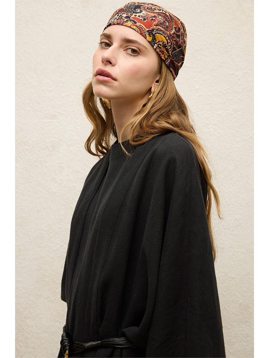 Kahverengi Desenli Pamuklu Fular Paısley-2