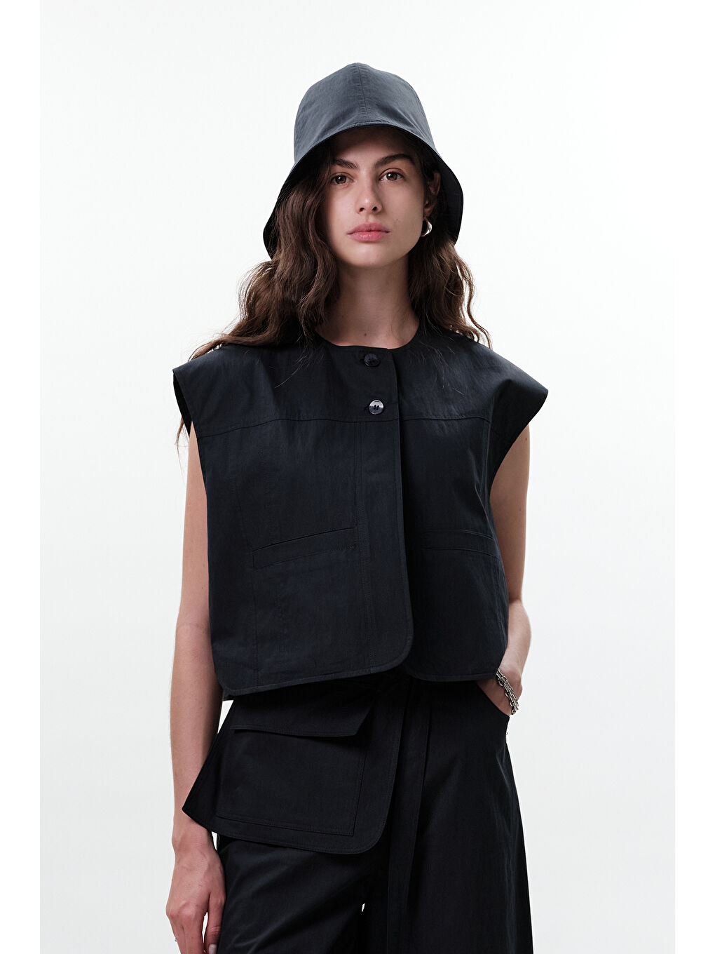 Lastik Detaylı Bucket Şapka Lacivert-1